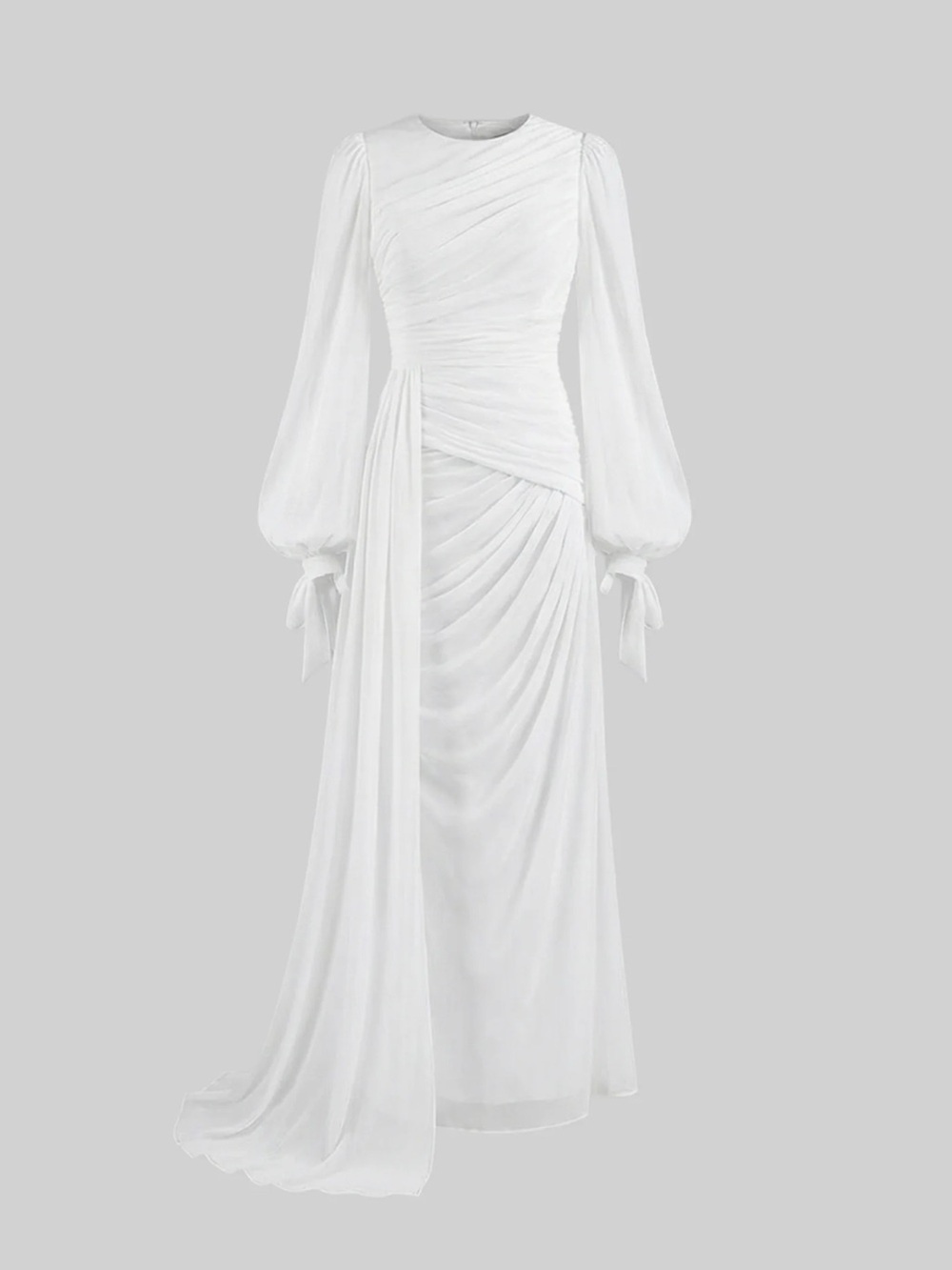 SIERRA DARIÉN DRAPED LONG-SLEEVE MAXI DRESS WITH GATHERED WAIST XL